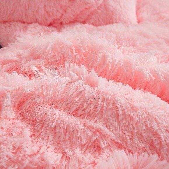 TWIN SIZE  Shaggy Fluffy Faux Fur Duvet Cover Set Button Closure Velvety… - Picture 5 of 7